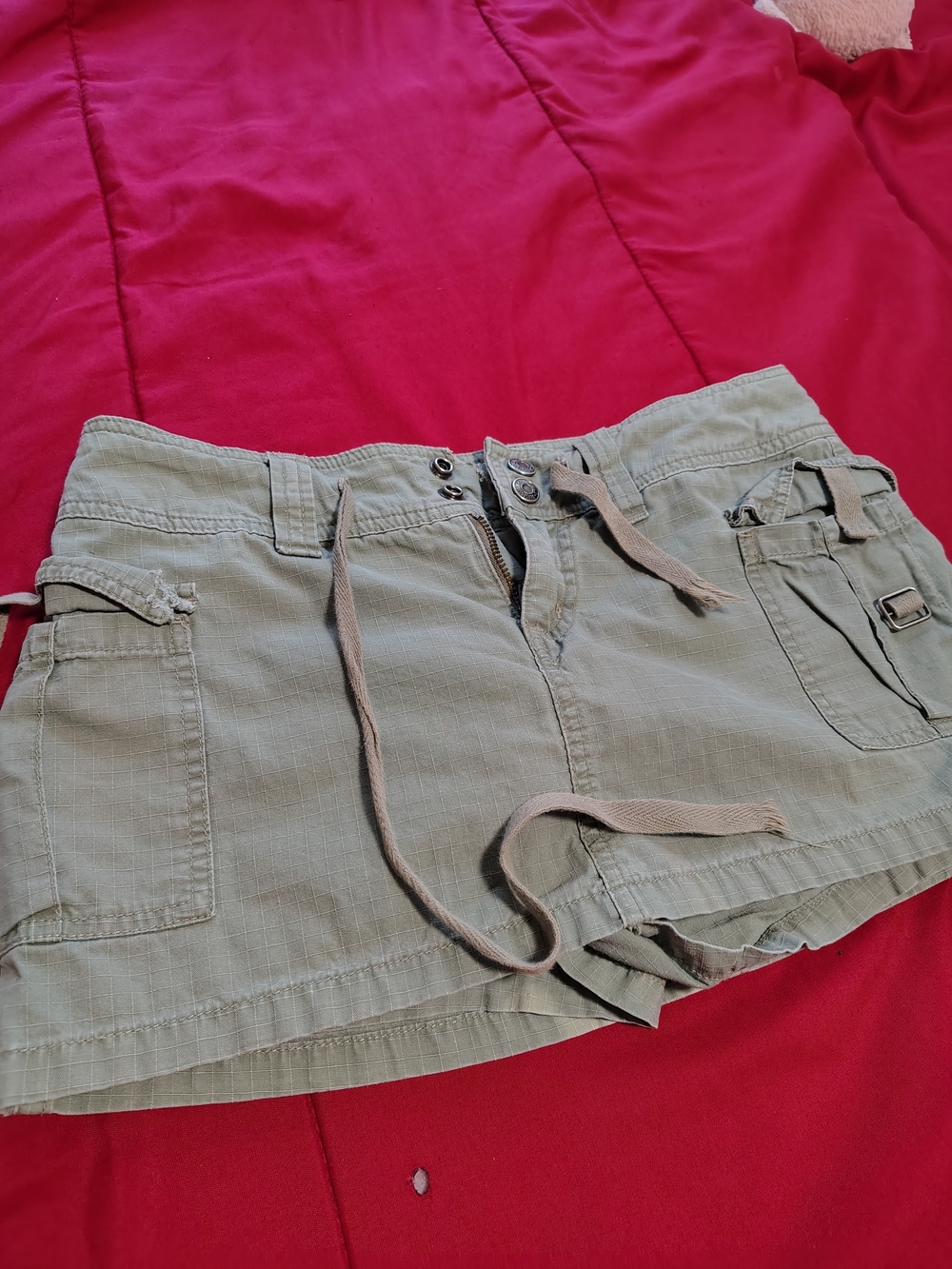 Aeropostale Sage Green Cargo Mini Shorts with Drawstring